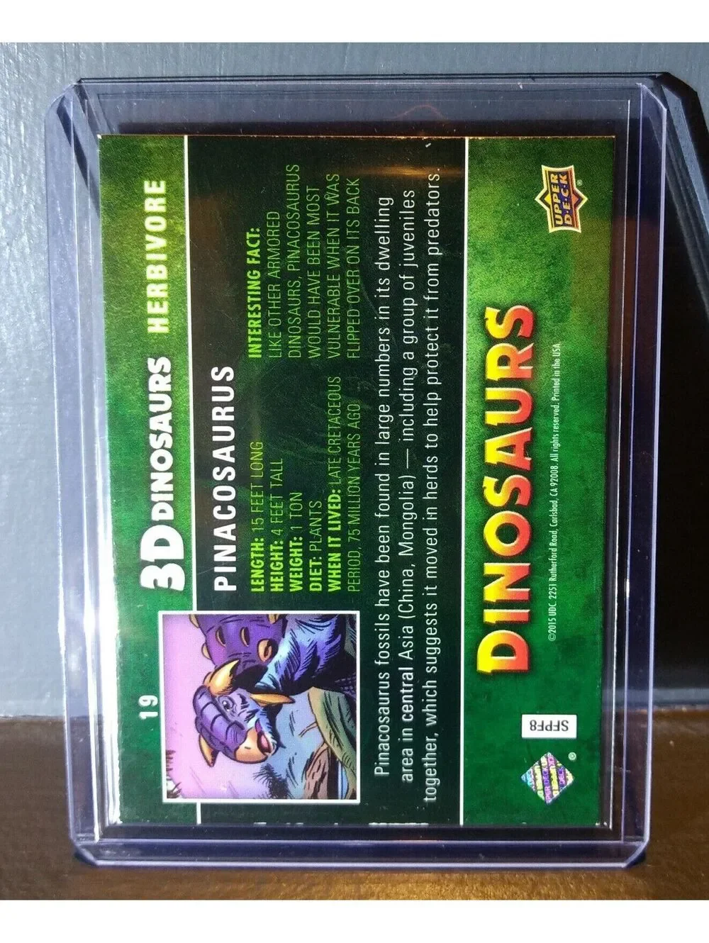 2015 Upper Deck Dinosaurs 3-D Lenticular Pinacosaurus #19 Trading Card